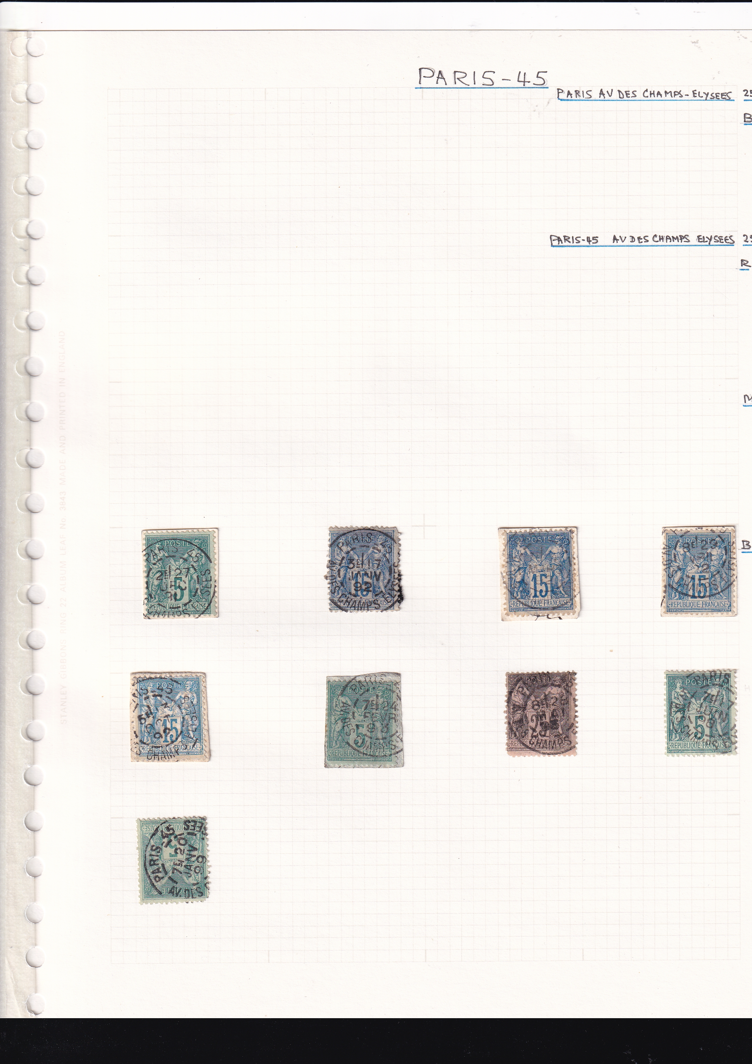 a collection of stamps on a notebook