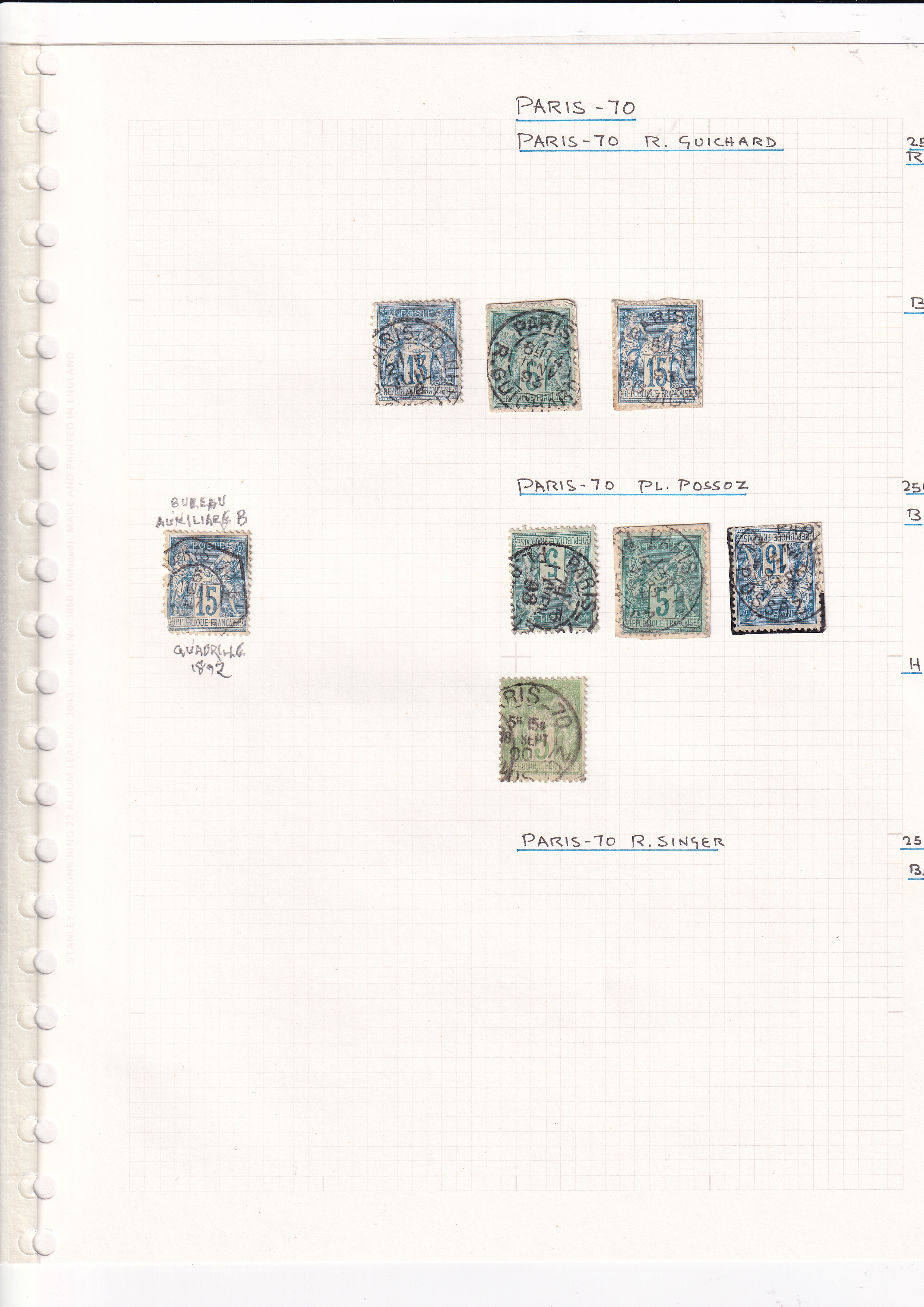 a collection of stamps on a grid paper