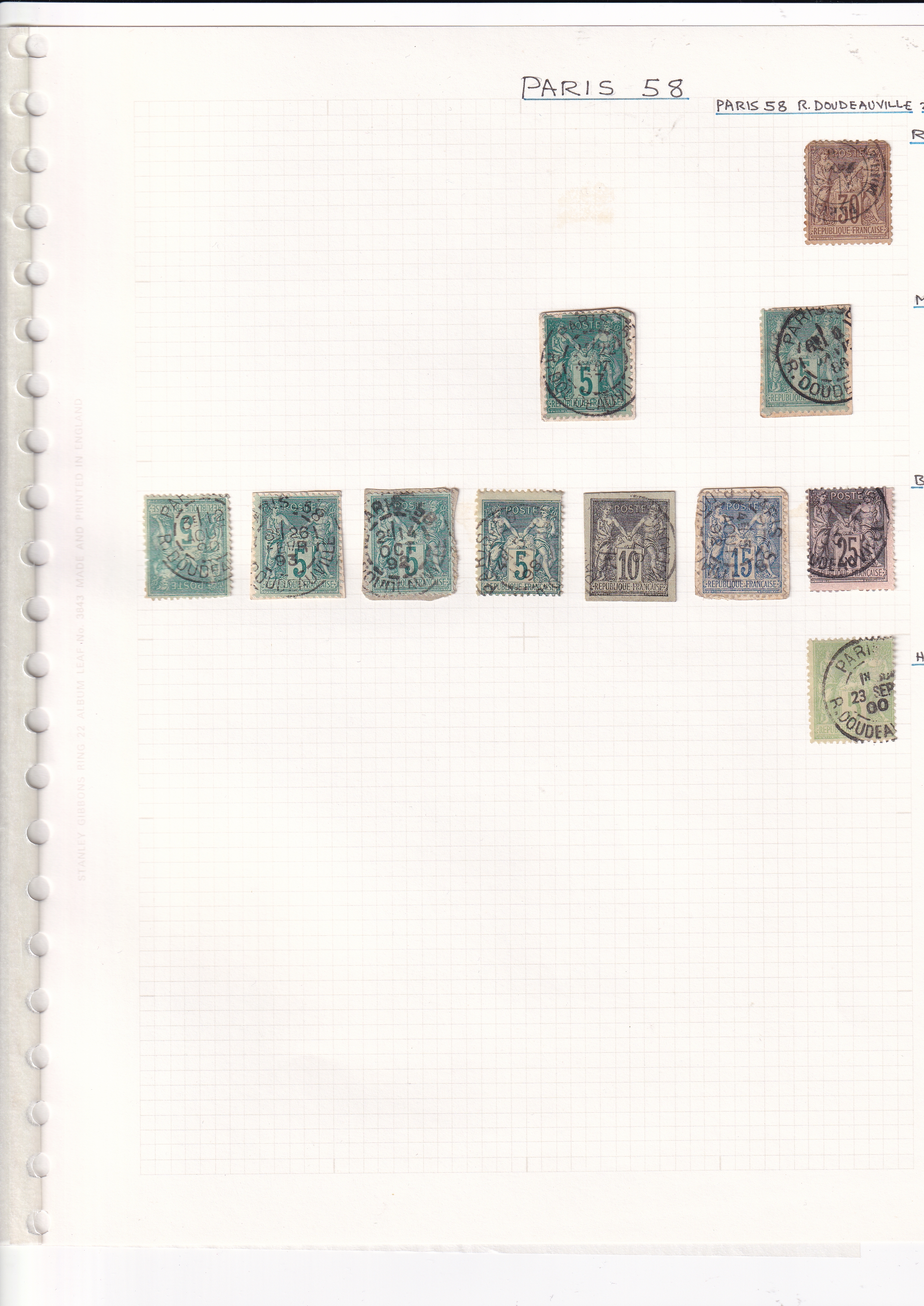 a collection of stamps on a grid paper