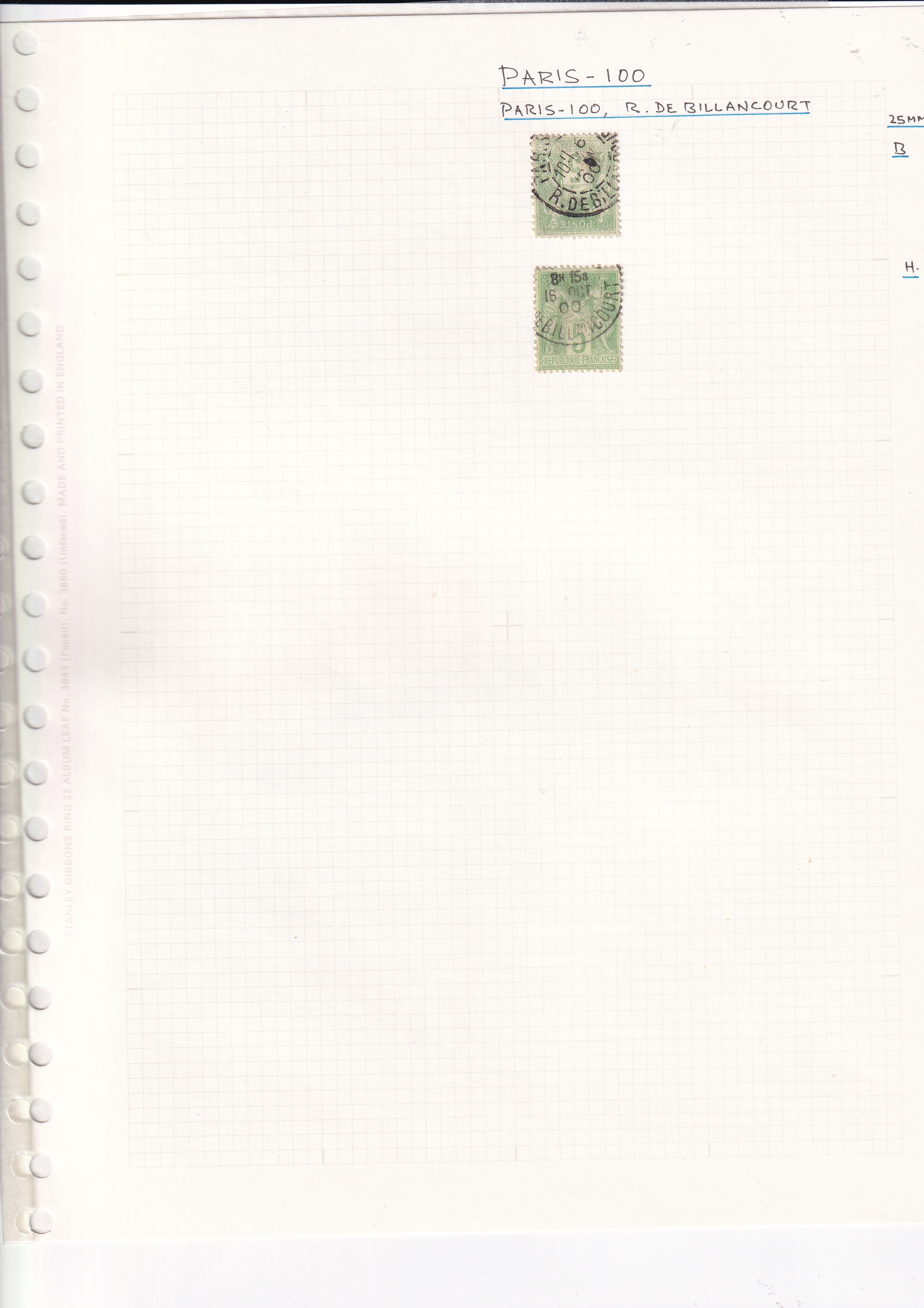 a white page with stamps on it