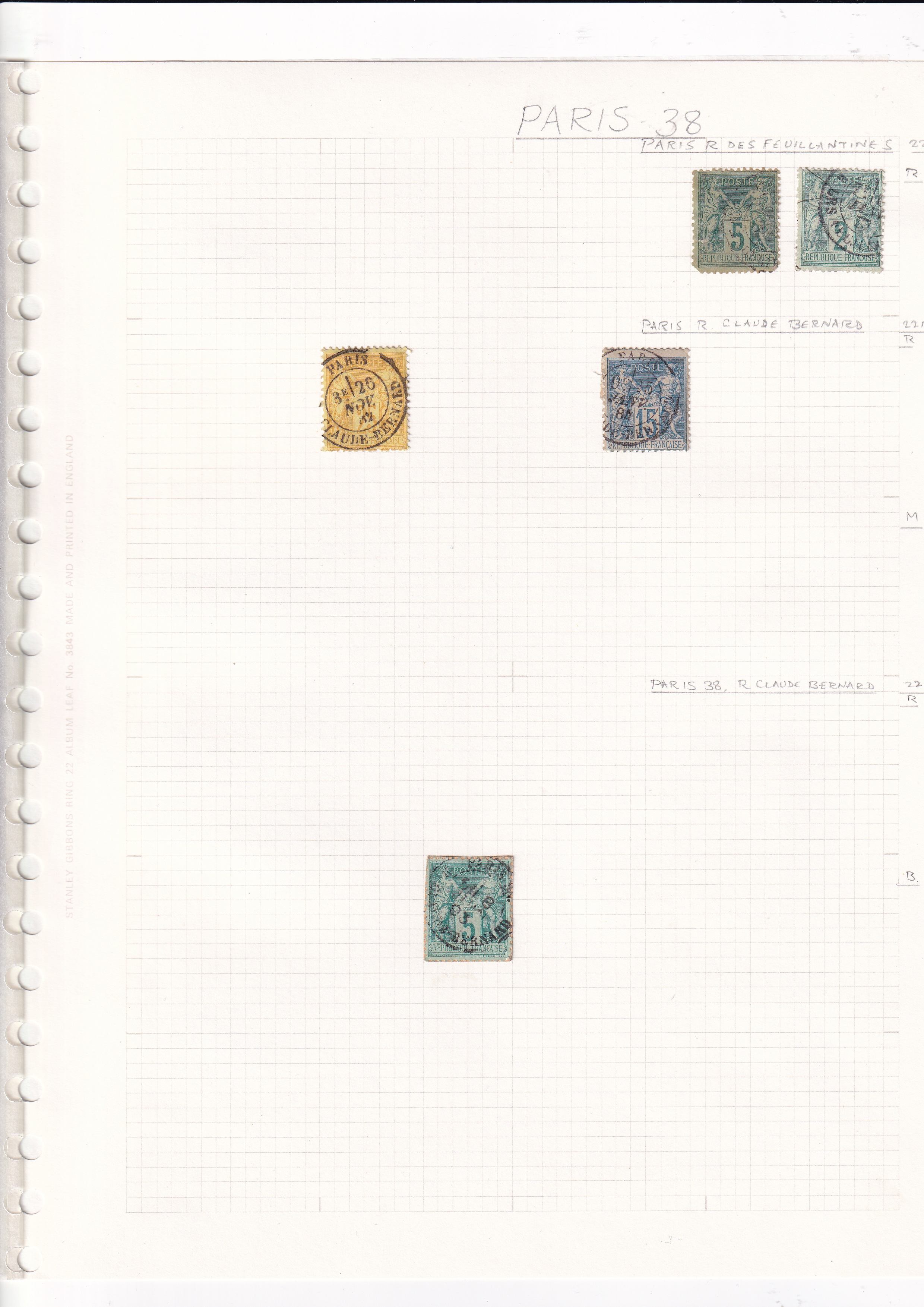 a group of postage stamps on a grid paper