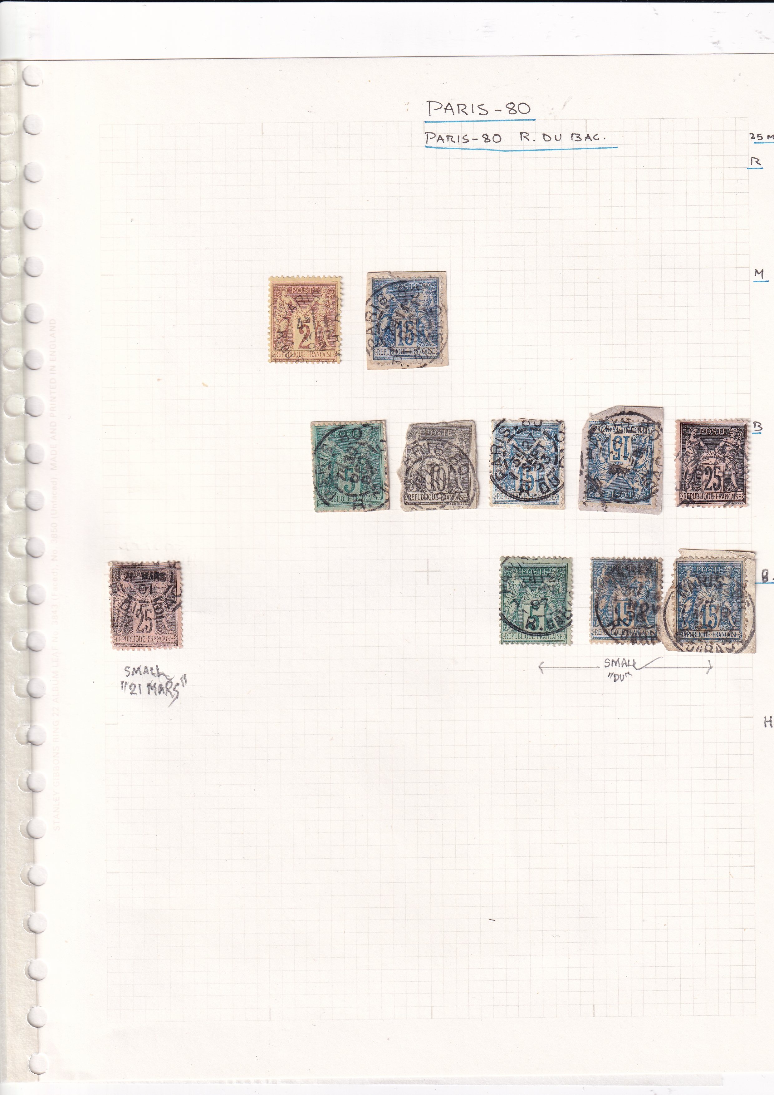 a collection of stamps on a grid paper