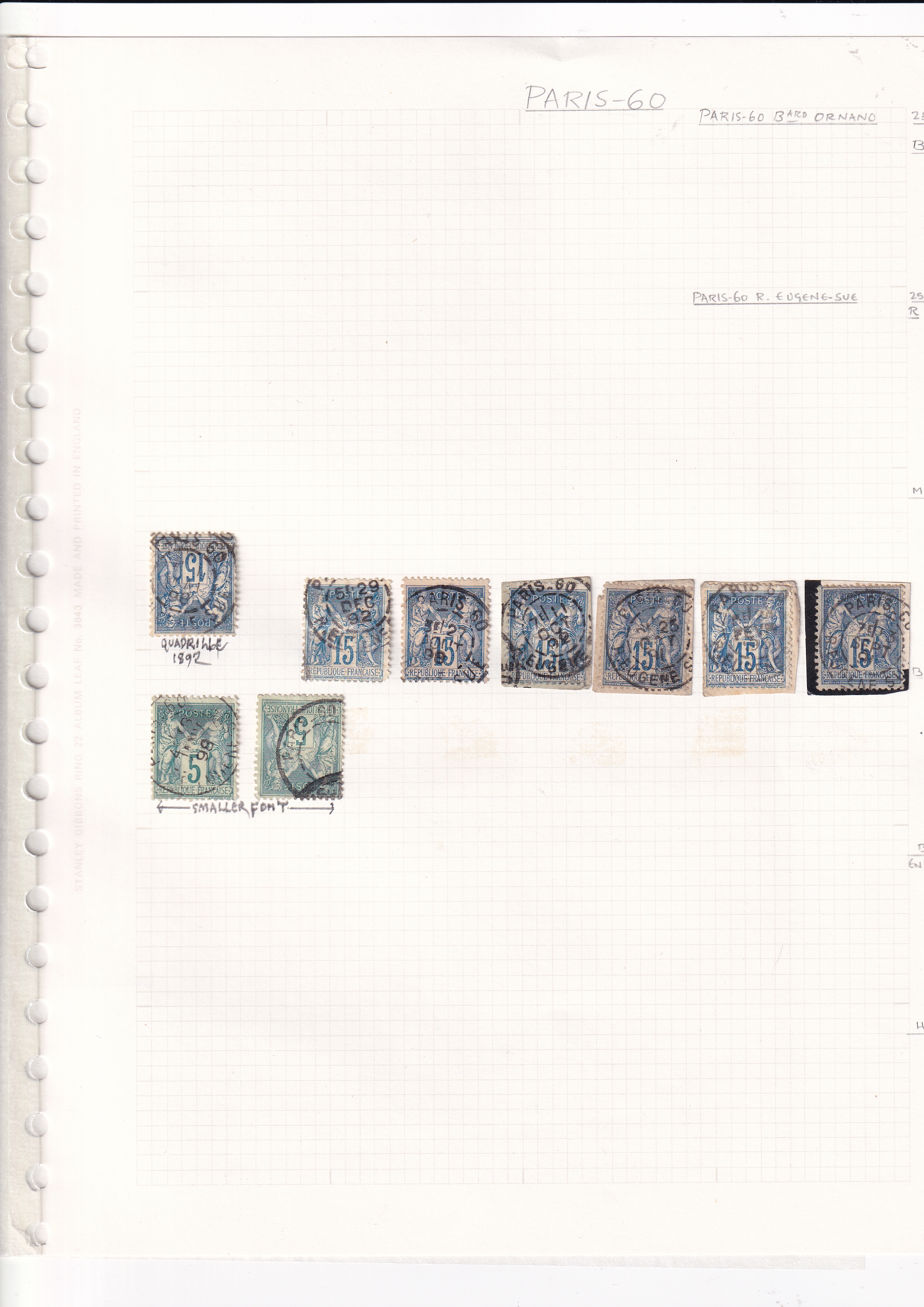 a collection of stamps on a graph paper