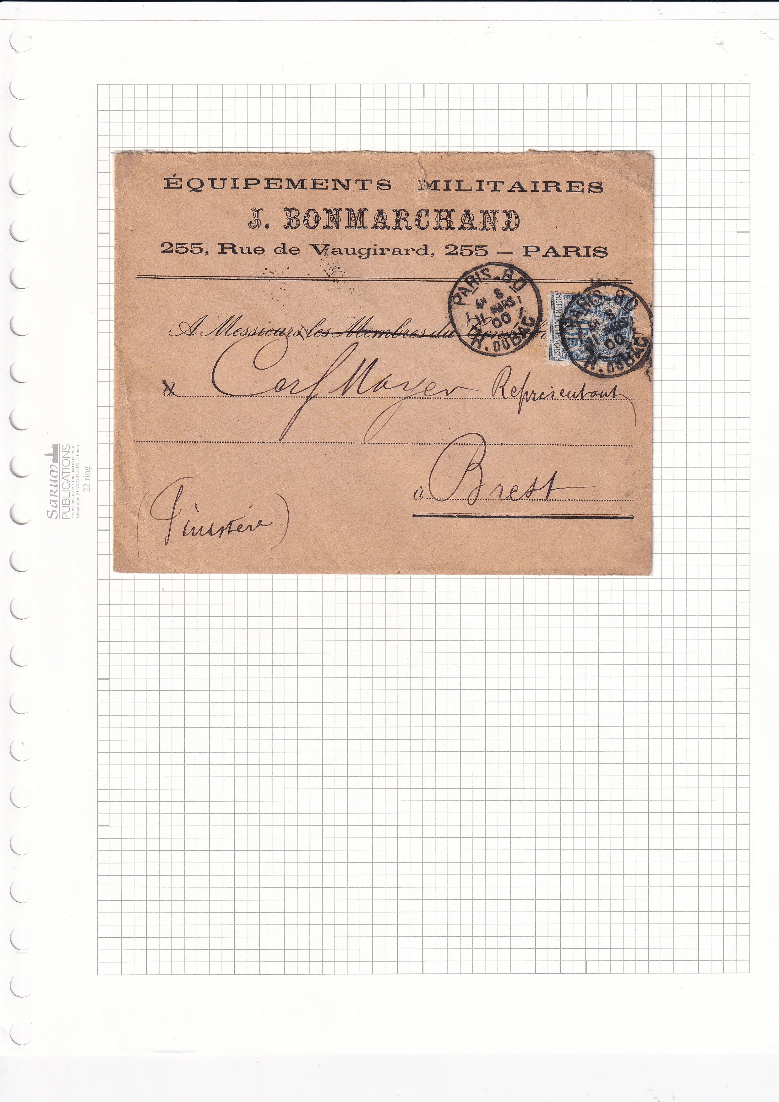 a brown envelope with black ink stamps on it