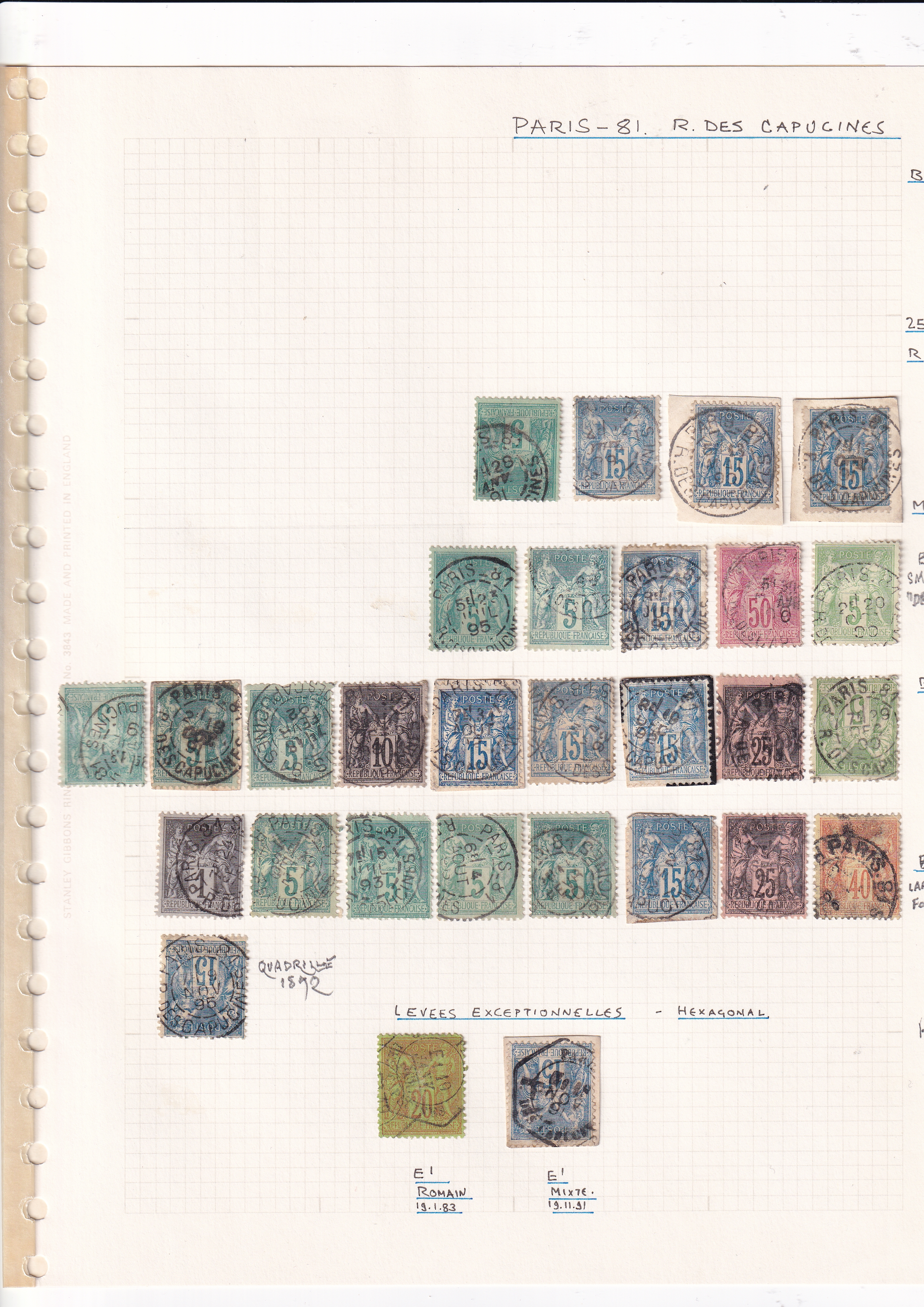 a collection of stamps on a graph paper