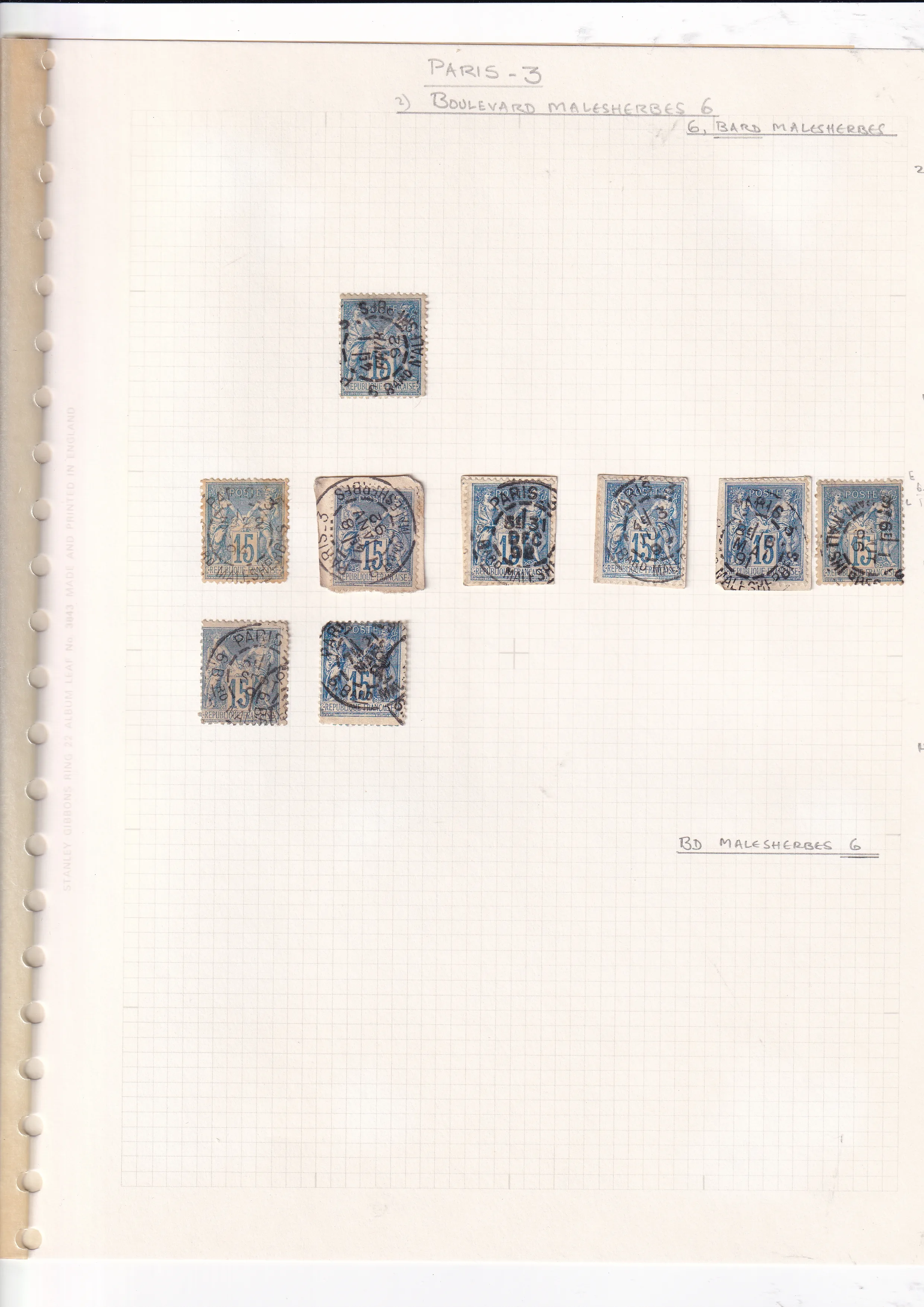 a collection of stamps in a notebook