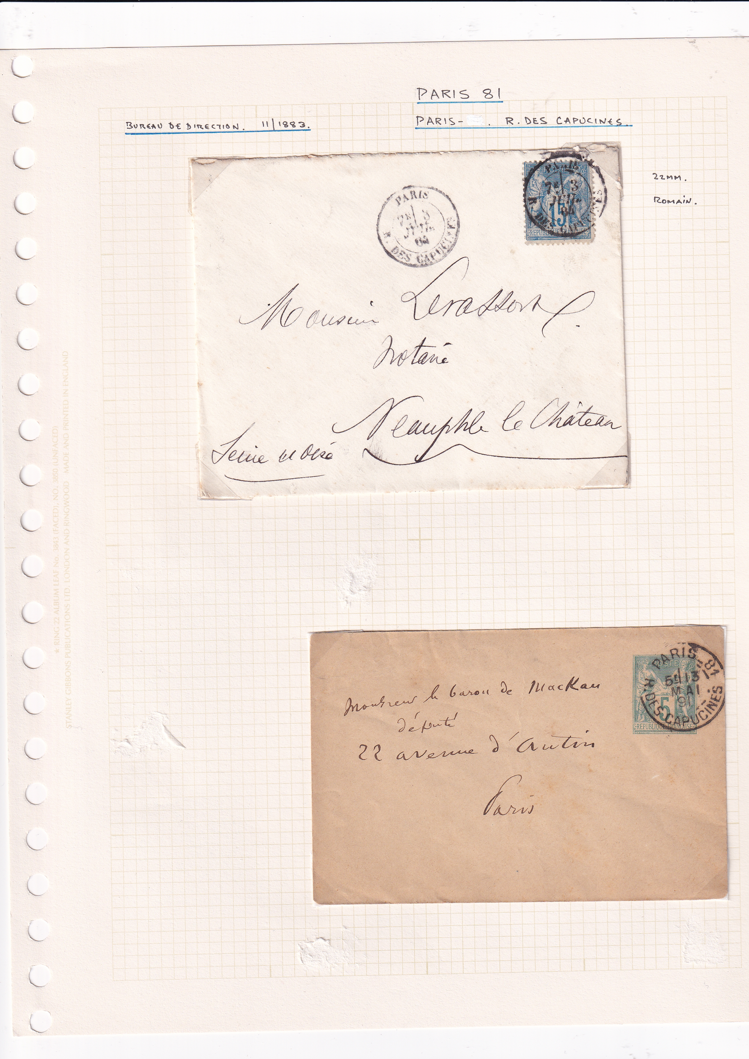 a paper with ink and stamps