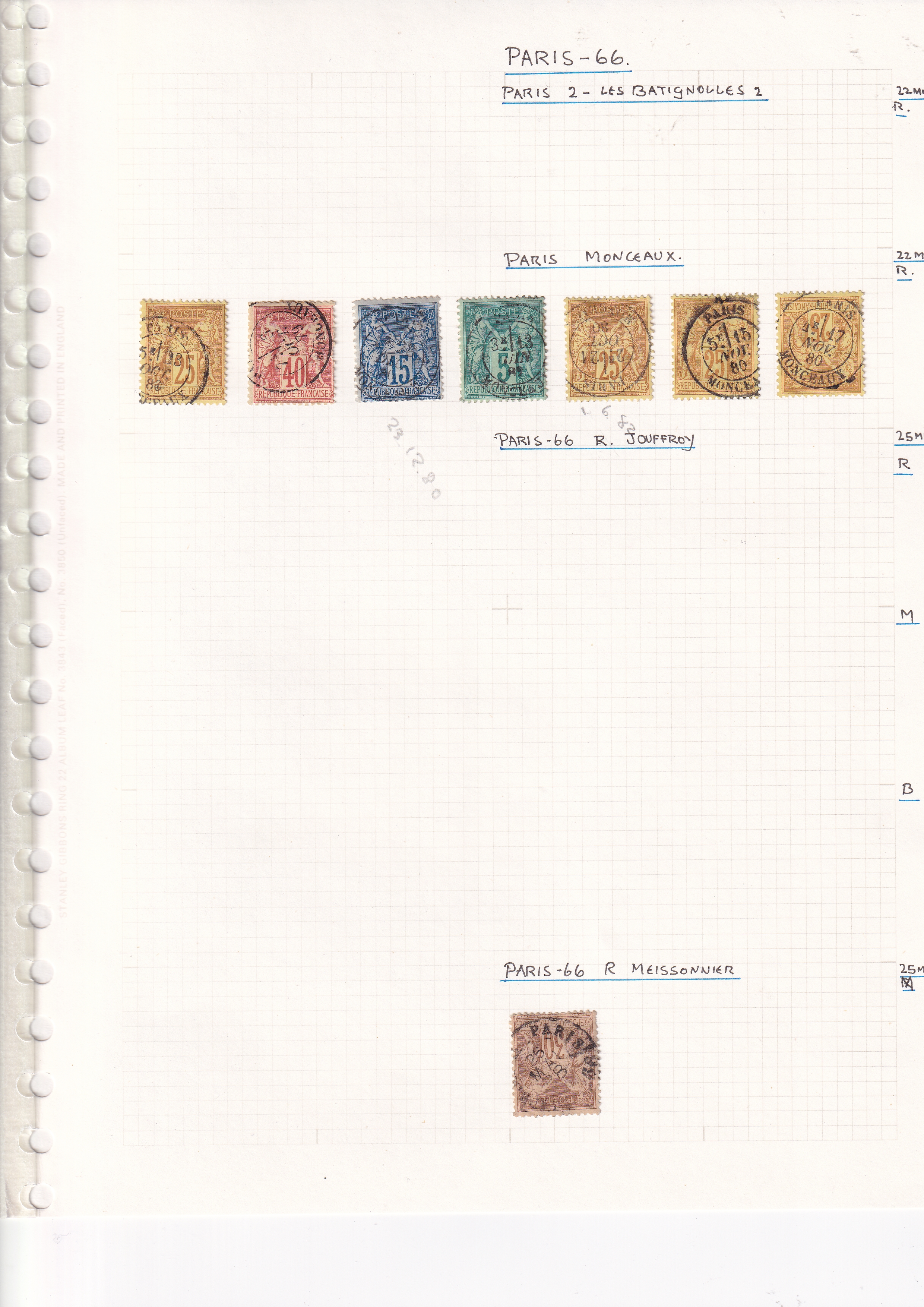 a collection of stamps on a grid paper