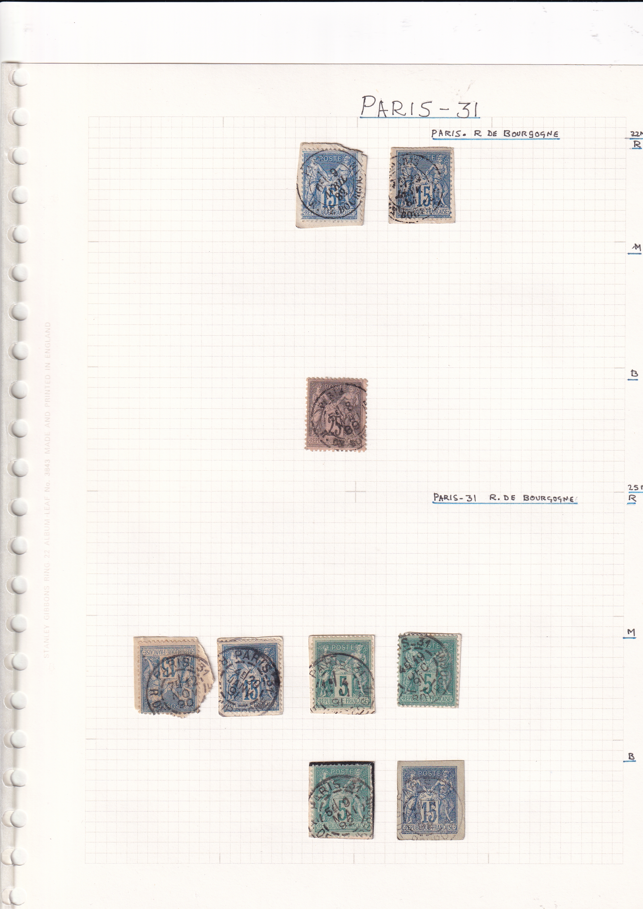 a collection of stamps on a graph paper
