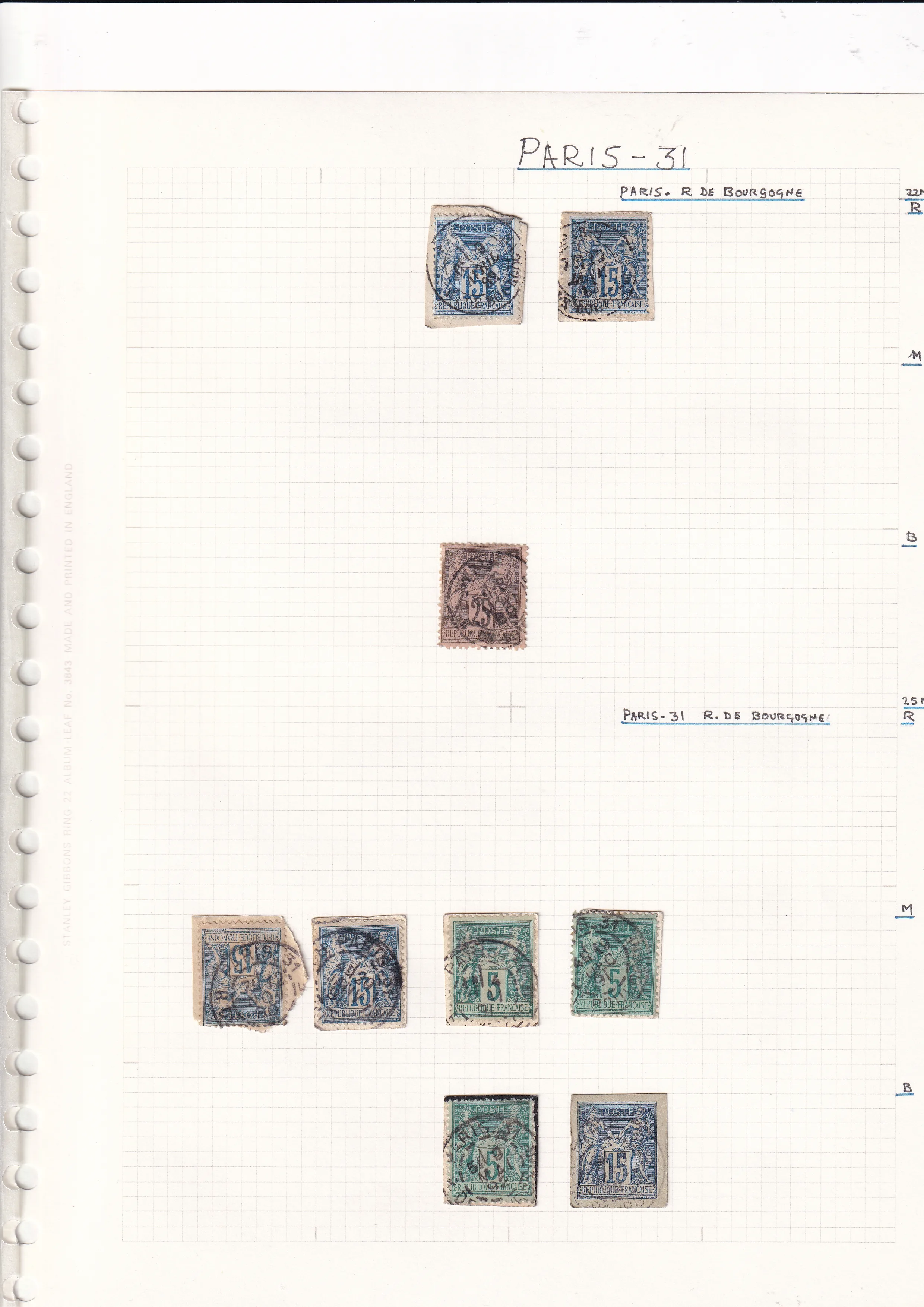 a collection of stamps on a graph paper