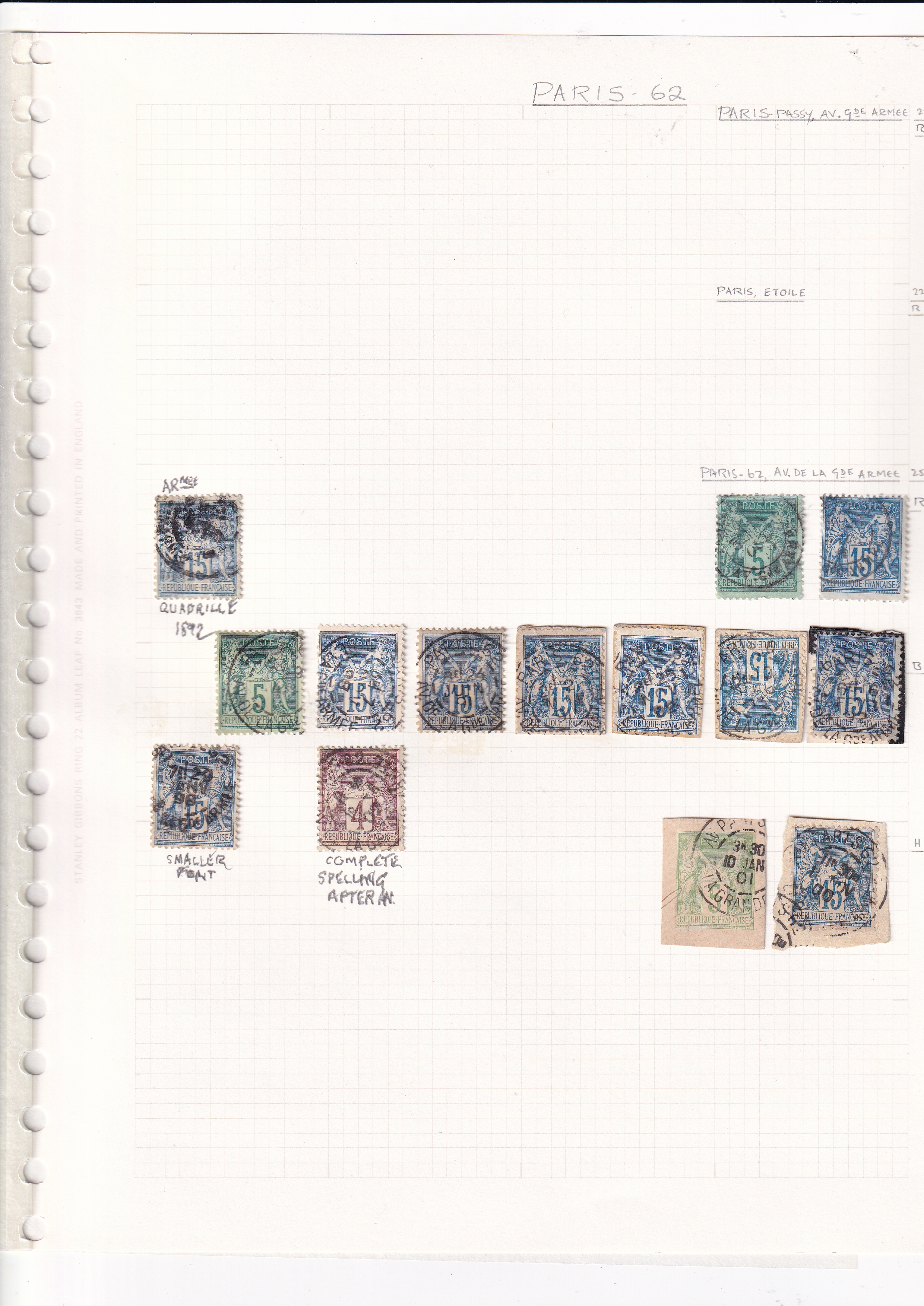a collection of stamps on a grid