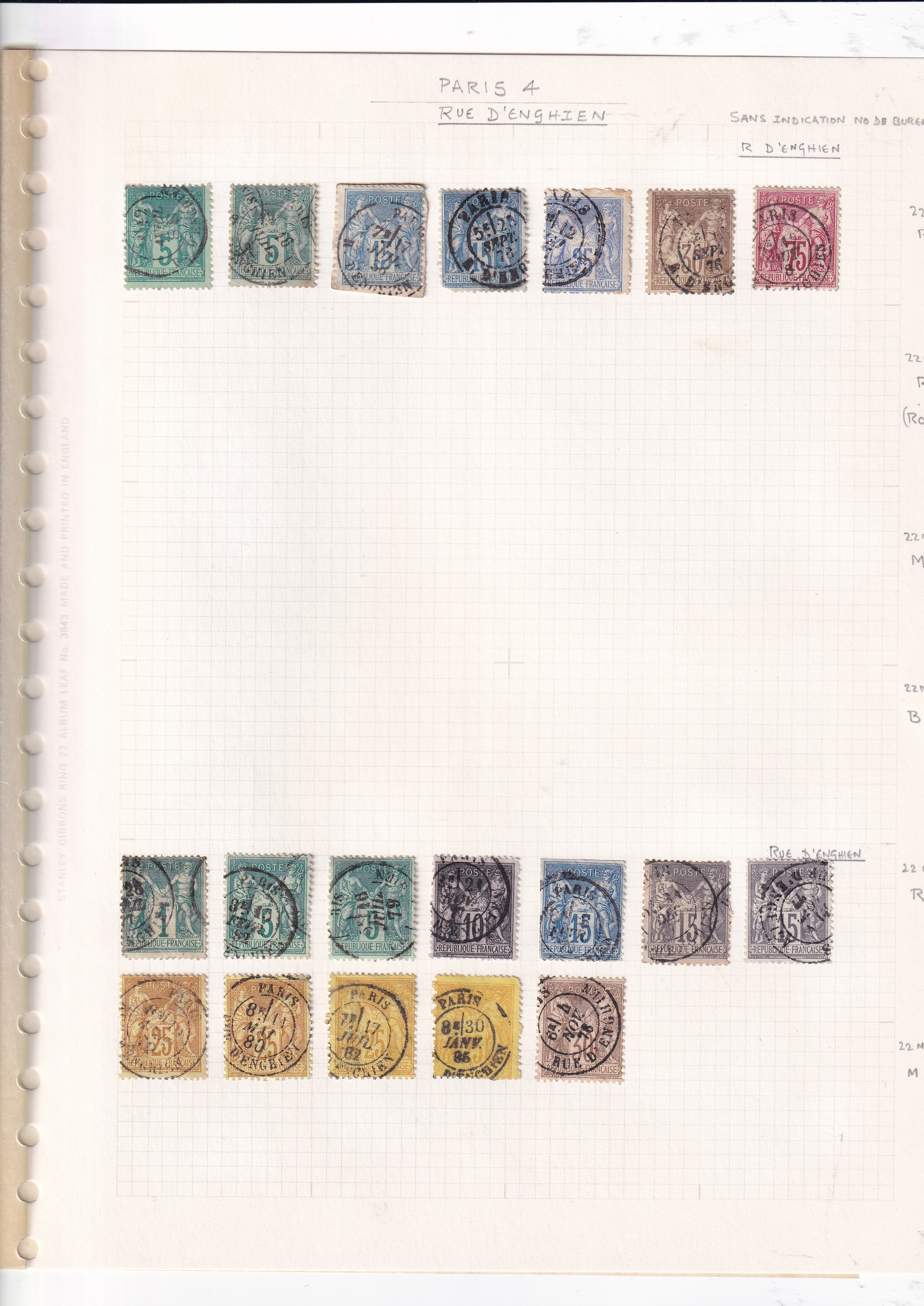 a collection of stamps in a book