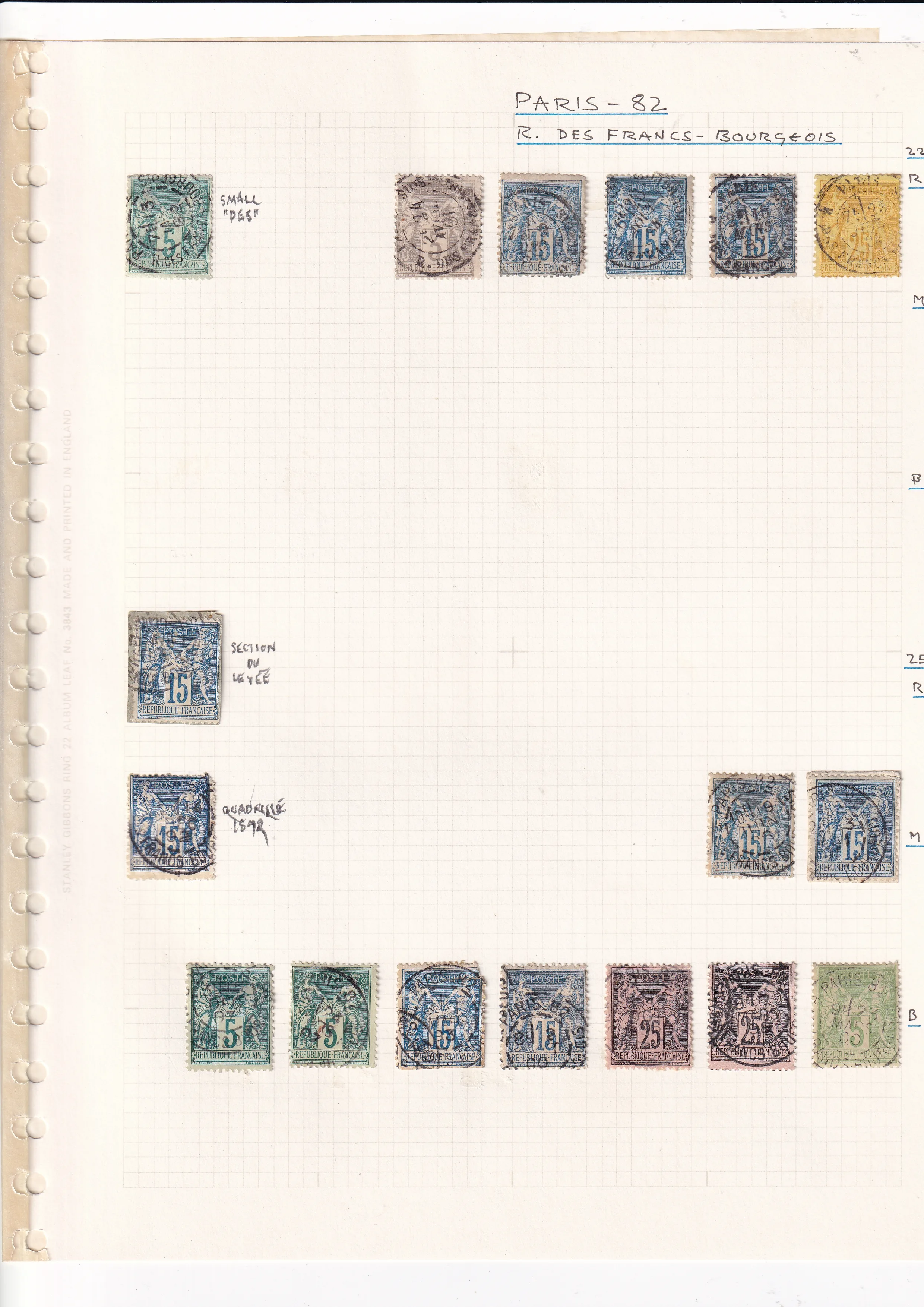 a collection of stamps on a graph paper