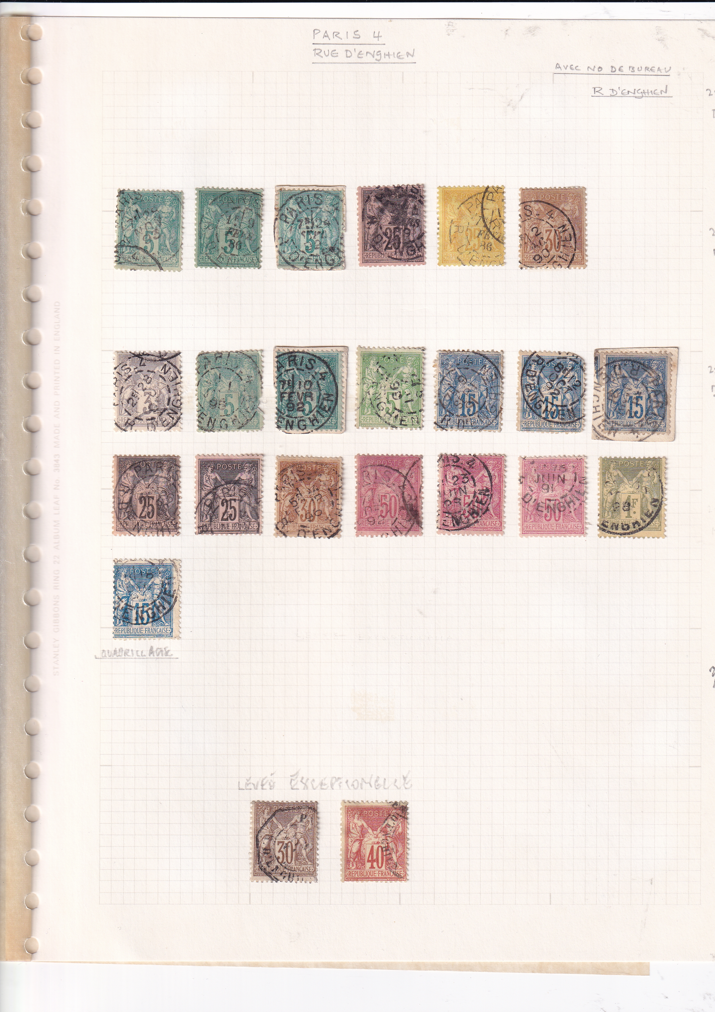 a collection of stamps on a white sheet