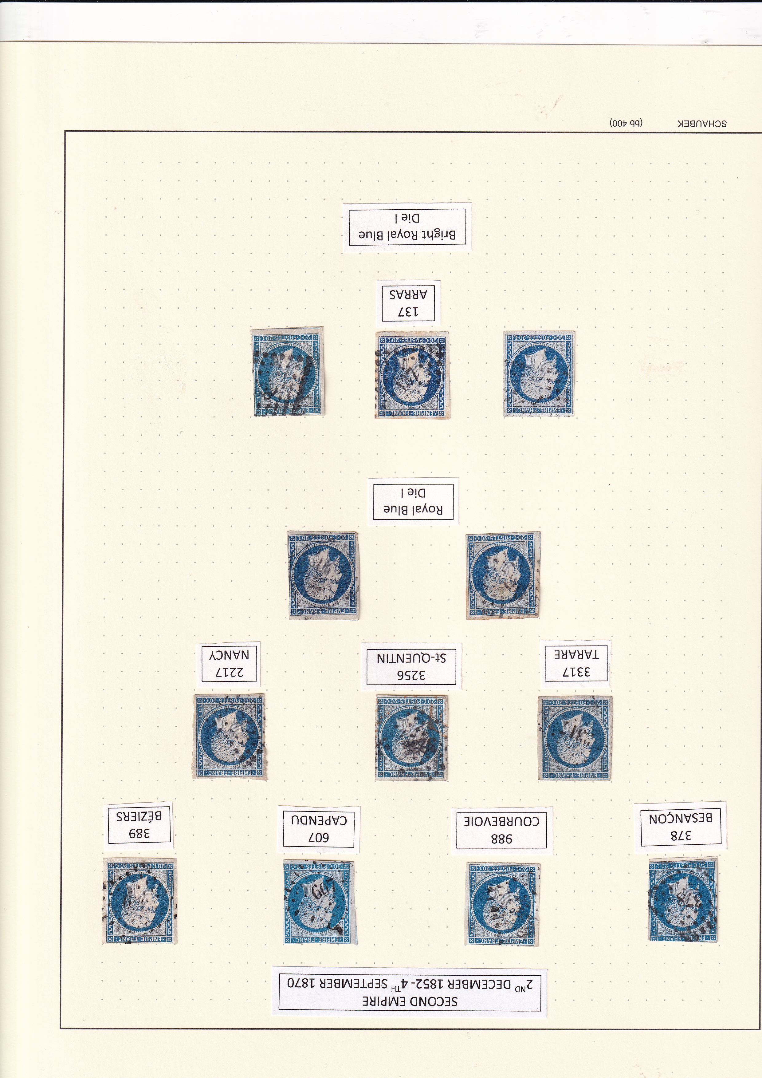 a collection of stamps with labels